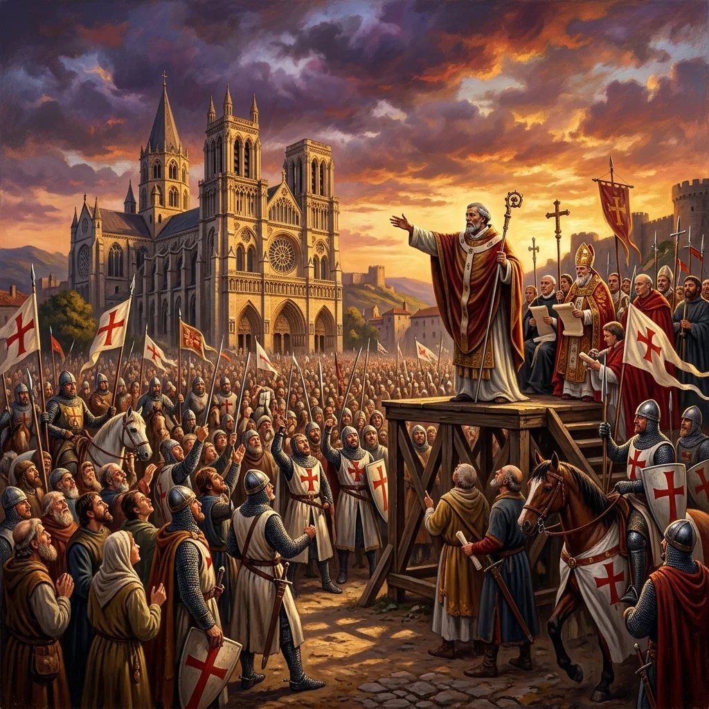 Pope Urban II preaching the Crusade