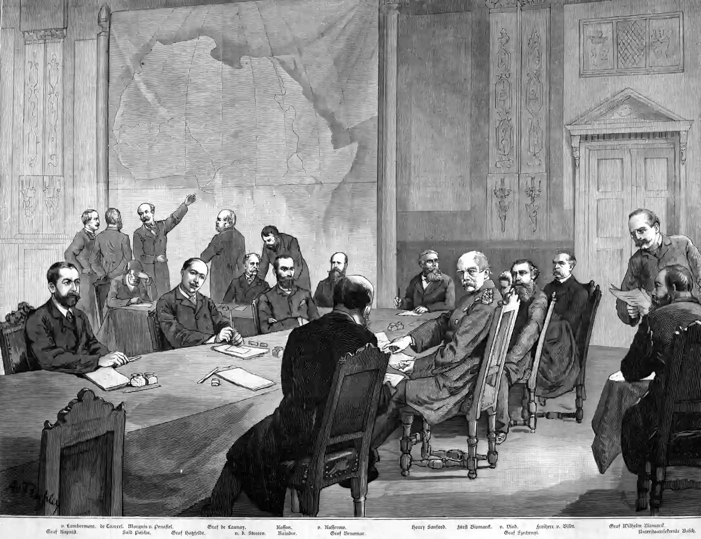 Illustration of the delegates assembled at the 1884 Berlin Conference