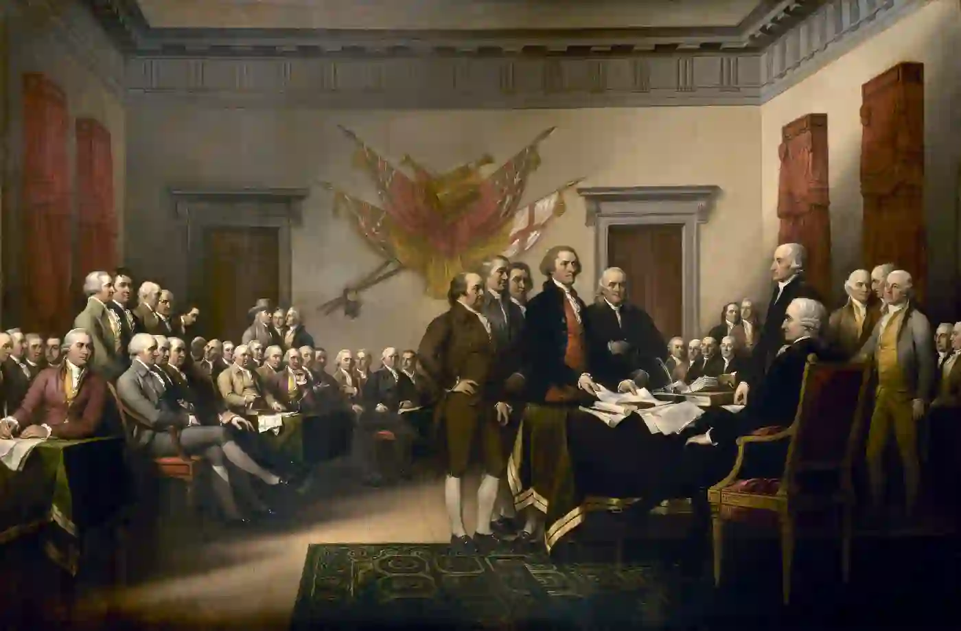 The drafting committee presenting the Declaration of Independence to Congress, painted by John Trumbull