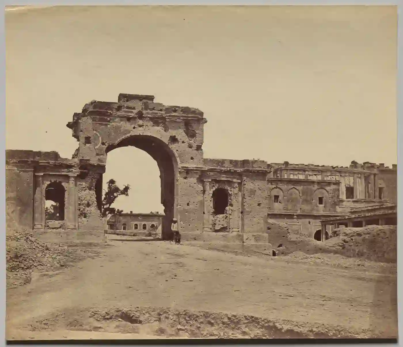 The Bailee Guard Gate of the Lucknow Residency, photographed in ruins after the 1857 siege